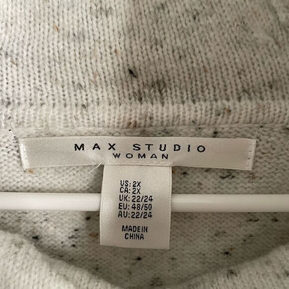 Max Studio Womens Funnel Cowlneck Sweater 2X Cream Marle Oversized Gilmore Girls - Picture 3 of 7